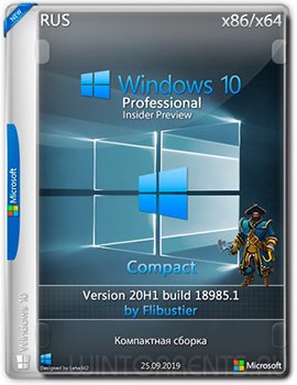 Чистая Windows 10 Pro 64-32 bit 20H1 Compact (18985.1) by Flibustier
